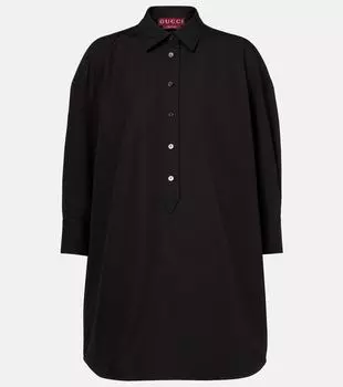 Хлопковая поплиновая рубашка Gucci, черный