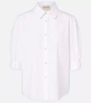 Хлопковая поплиновая рубашка с бантовыми складками Valentino, BIanco Ottico