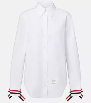 Хлопковая поплиновая рубашка Thom Browne, белый