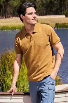 Хлопковая повседневная летняя футболка с текстурированной поло Dawnay Pique Slub Mountain Warehouse, коричневый