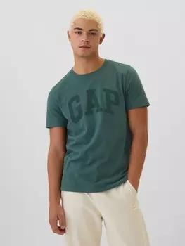 Хлопковая повседневная мягкая базовая футболка с логотипом Gap, зеленый