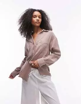 Хлопковая повседневная рубашка Topshop с камнем