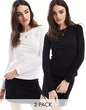Хлопковая приталенная футболка с длинными рукавами ASOS Ultimate, в упаковке 2 шт., СОХРАНИТЬ