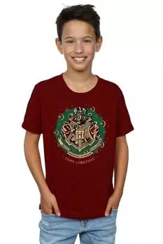 Хлопковая рождественская футболка с венком Harry Potter, красный