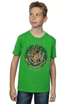 Хлопковая рождественская футболка с венком Harry Potter, зеленый