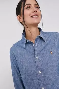 Хлопковая рубашка 211806182001 Polo Ralph Lauren, синий