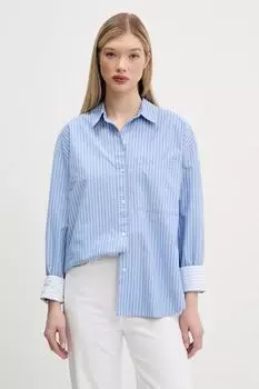 Хлопковая рубашка Abercrombie & Fitch, синий