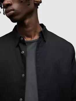 Хлопковая рубашка AllSaints Hawthorne, черная