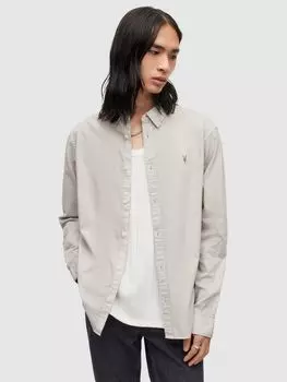 Хлопковая рубашка AllSaints Hawthorne, пепельно-фиолетовая