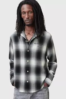Хлопковая рубашка AllSaints UNDERFADE, серый