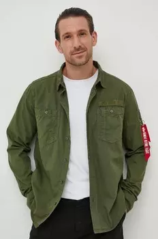 Хлопковая рубашка Alpha Industries, зеленый