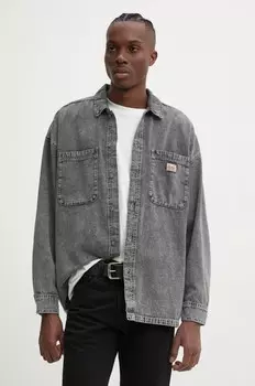 Хлопковая рубашка American Vintage, серый