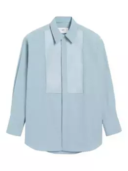 Хлопковая рубашка AMI Paris, синий