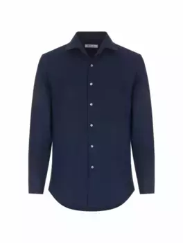 Хлопковая рубашка Andre Loro Piana, тёмно-синий