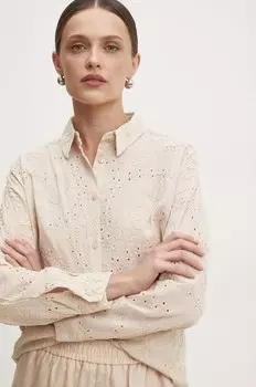 Хлопковая рубашка Answear Lab, бежевый