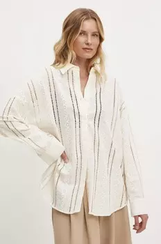 Хлопковая рубашка Answear Lab, бежевый