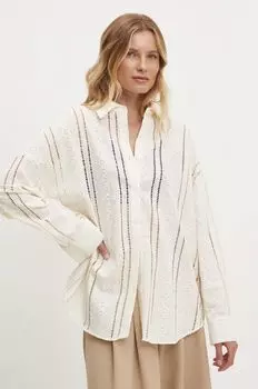 Хлопковая рубашка Answear Lab, бежевый