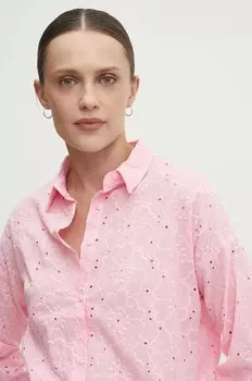 Хлопковая рубашка Answear Lab, розовый