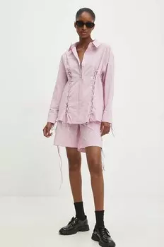 Хлопковая рубашка Answear Lab, розовый