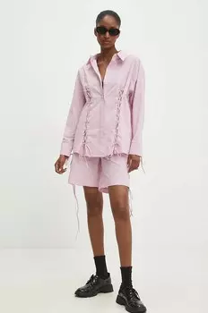 Хлопковая рубашка Answear Lab, розовый