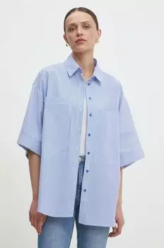 Хлопковая рубашка Answear Lab, темно-синий