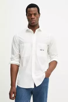 Хлопковая рубашка Armani Exchange, бежевый