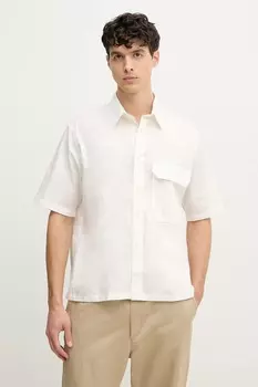 Хлопковая рубашка Armani Exchange, бежевый