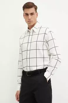 Хлопковая рубашка Armani Exchange, бежевый