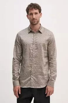Хлопковая рубашка Armani Exchange, бежевый