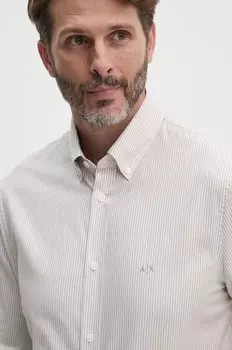 Хлопковая рубашка Armani Exchange, бежевый