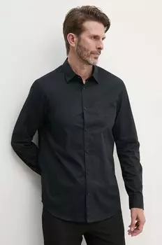 Хлопковая рубашка Armani Exchange, черный