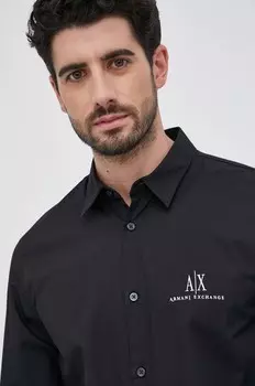 Хлопковая рубашка Armani Exchange, черный