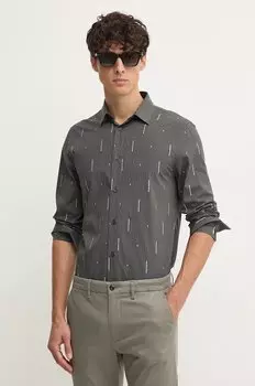 Хлопковая рубашка Armani Exchange, серый