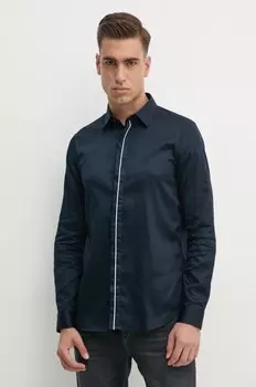 Хлопковая рубашка Armani Exchange, темно-синий