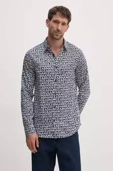 Хлопковая рубашка Armani Exchange, темно-синий