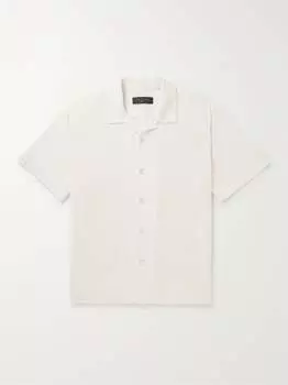 Хлопковая рубашка Avery Camp-Collar с сотовой вязкой RAG & BONE, белый