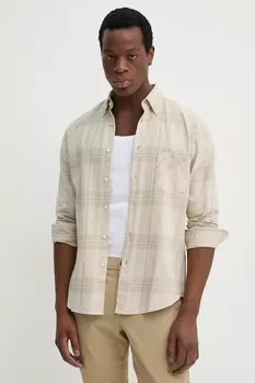 Хлопковая рубашка Boss Orange, бежевый