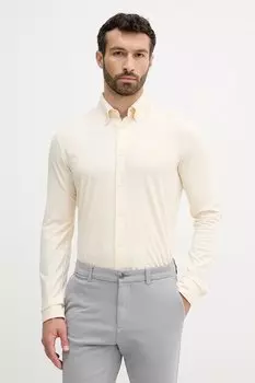 Хлопковая рубашка Boss Orange, бежевый