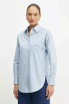 Хлопковая рубашка Boss Orange, синий