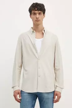 Хлопковая рубашка Calvin Klein, бежевый