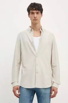 Хлопковая рубашка Calvin Klein, бежевый