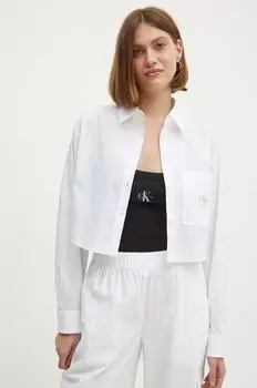 Хлопковая рубашка Calvin Klein Jeans, белый