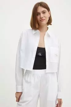 Хлопковая рубашка Calvin Klein Jeans, белый