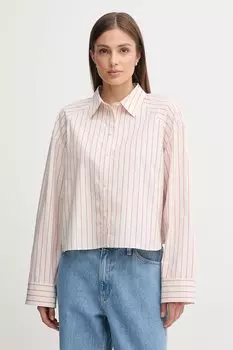 Хлопковая рубашка Calvin Klein Jeans, бежевый