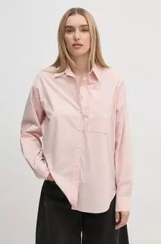 Хлопковая рубашка Calvin Klein Jeans, розовый
