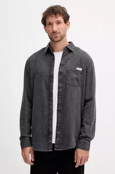 Хлопковая рубашка Calvin Klein Jeans, серый
