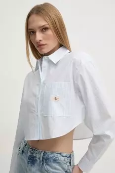 Хлопковая рубашка Calvin Klein Jeans, синий