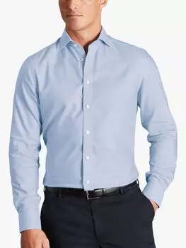 Хлопковая рубашка Charles Tyrwhitt с воротником с полувырезами, небесно-голубая