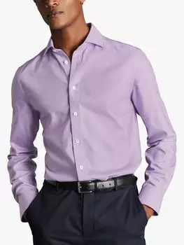 Хлопковая рубашка Charles Tyrwhitt с воротником с полувырезанным воротником, лиловый