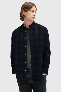 Хлопковая рубашка DAYBREAKER LS SHIRT Allsaints, темно-синий
